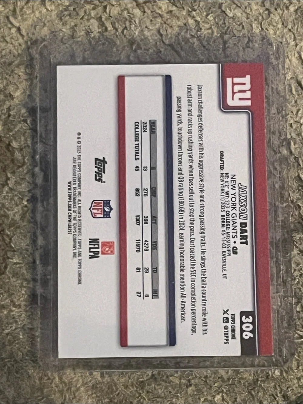 Topps Chrome Jaxson Dart - Blue/Red/White Refractor